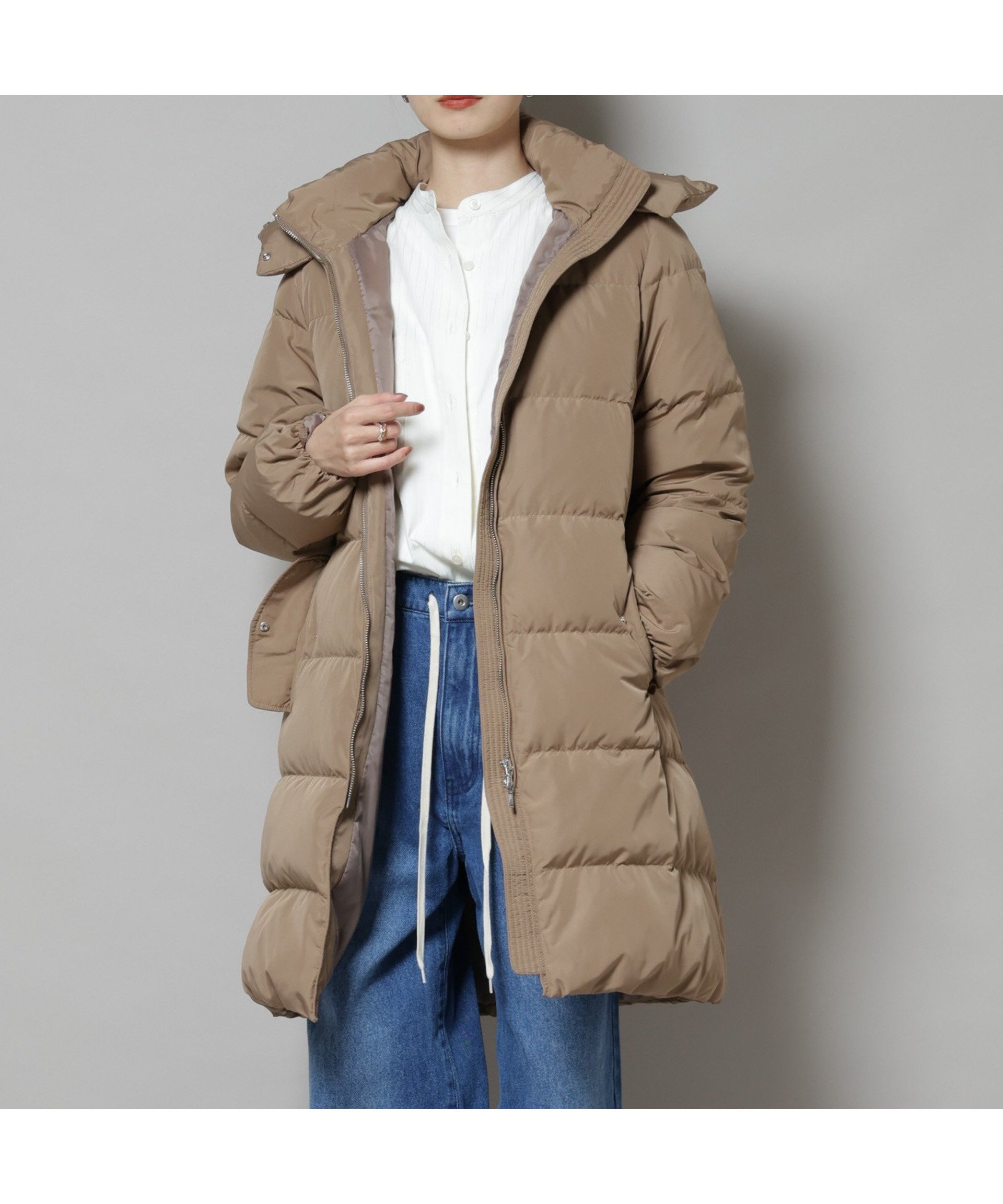 【ナノ ユニバース/nano universe】の撥水加工 フードロングダウンコート インテリア・キッズ・メンズ・レディースファッション・服の通販 founy(ファニー) 　ファッション　Fashion　レディースファッション　Fashion for Women　アウター　Coat / Outerwear Collection　コート・ロングコート・ピーコート　Long Coats, Peacoats & More　ダウンジャケット・軽量ダウン　Warm & Lightweight Down Jackets　アクセサリー　Fashion Accessories　軽量　Lightweight, Ultra Light　スタンド　Stand Collar, Upright Stand　ダウン　Down, Puffer　ダブル　Double, Double-Breasted　デニム　Denim, Jeans Material　時計　Watch, Wristwatch　フェザー　Feather, Feather Detail　アウトレット　Outlet / Clearance　おすすめ　Recommended / Our Picks　エレガント 上品　Elegant　2025年　2025　2025-2026秋冬・A/W　Autumn/Winter 2025–26 AW25–26　ブラウン|ID: prp329100004726881 ipo3291000000034586996