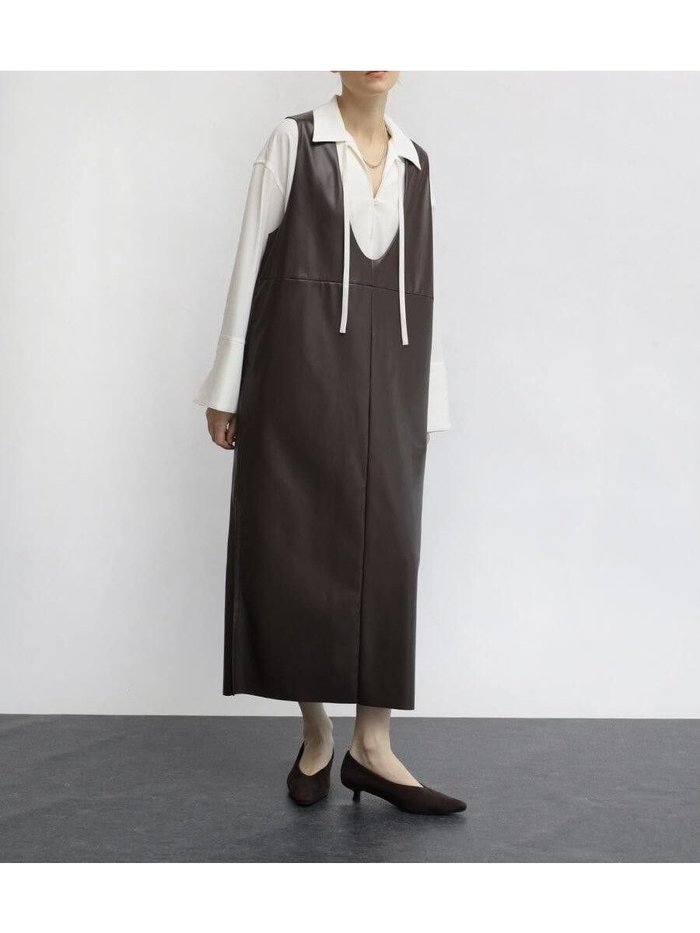 【ラシュッド/LASUD】のUネックレザーライクジャンパースカート インテリア・キッズ・メンズ・レディースファッション・服の通販 founy(ファニー) https://founy.com/ ファッション Fashion レディースファッション Fashion for Women スカート Skirts インナー Innerwear シンプル Simple, Minimal デコルテ Décolleté, Neckline バランス Balance, Style Balance エレガント 上品 Elegant |ID: prp329100004726882 ipo3291000000034590051