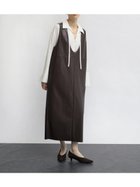 【ラシュッド/LASUD】のUネックレザーライクジャンパースカート ダークブラウン|ID: prp329100004726882 ipo3291000000034590053