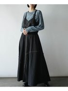 【ラシュッド/LASUD】のフロントジップデニムジャンパースカート 人気、トレンドファッション・服の通販 founy(ファニー) ファッション Fashion レディースファッション Fashion for Women スカート Skirts デニム Denim, Jeans Material ドッキング Docking, Mixed Material フレア Flare, Flared エレガント 上品 Elegant thumbnail ブラック|ID: prp329100004726885 ipo3291000000035049549