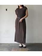 【ラシュッド/LASUD】のバックベルトノースリーブリブワンピース ブラウン|ID: prp329100004726905 ipo3291000000034350333