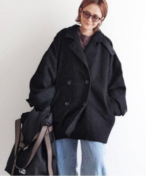 【ノッチ/notch】の【 notch.by yui 】ヘリンボーンPコート インテリア・キッズ・メンズ・レディースファッション・服の通販 founy(ファニー) 　ファッション　Fashion　レディースファッション　Fashion for Women　アウター　Coat / Outerwear Collection　コート・ロングコート・ピーコート　Long Coats, Peacoats & More　Pコート　Pea Coats　インナー　Innerwear　シンプル　Simple, Minimal　スタンド　Stand Collar, Upright Stand　スラックス　Slacks, Dress Pants　デニム　Denim, Jeans Material　ネップ　Nepp, Slub Yarn　人気　Popular, Best Seller　バランス　Balance, Style Balance　ミックス　Mix, Mixed Style　無地　Plain, Solid Color　冬　Winter / This Winter　2024年　2024　2024-2025秋冬・A/W　Autumn/Winter 2024–25 AW24–25　ブラック|ID: prp329100004726931 ipo3291000000034626820