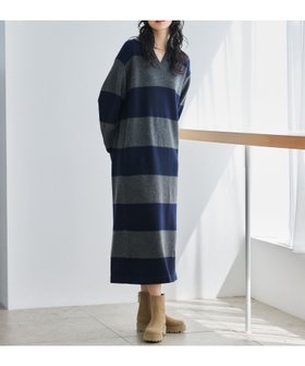 【バンヤードストーム/BARNYARDSTORM】のエアヤーン襟付きニットワンピース 人気、トレンドファッション・服の通販 founy(ファニー) ファッション Fashion レディースファッション Fashion for Women ワンピース Dresses ニットワンピース Knit Dresses シンプル Simple, Minimal トレンド Trend, Trending Now ネックレス Necklace, Pendant Necklace バランス Balance, Style Balance フェミニン Feminine, Girly ボーダー Border, Stripe ランダム Random, Irregular リラックス Relax, Relaxed Fit ワイド Wide, Wide Fit 無地 Plain, Solid Color |ID:prp329100004726953