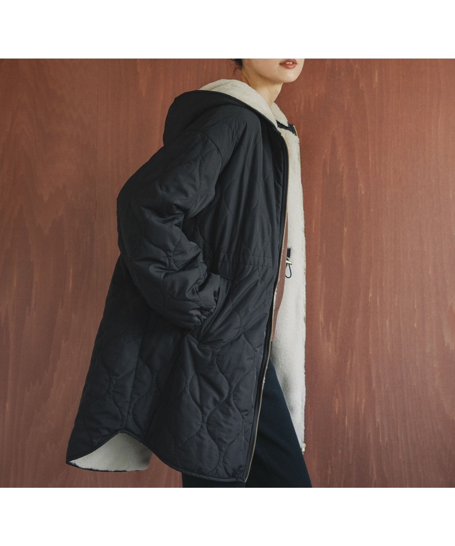 【グローバルワーク/GLOBAL WORK】の撥水キルトファーコート/499671 インテリア・キッズ・メンズ・レディースファッション・服の通販 founy(ファニー) 　ファッション　Fashion　レディースファッション　Fashion for Women　アウター　Coat / Outerwear Collection　コート・ロングコート・ピーコート　Long Coats, Peacoats & More　おすすめ　Recommended / Our Picks　インナー　Innerwear　キルト　Quilt, Quilted Fabric　軽量　Lightweight, Ultra Light　ブラック09|ID: prp329100004726959 ipo3291000000034947469