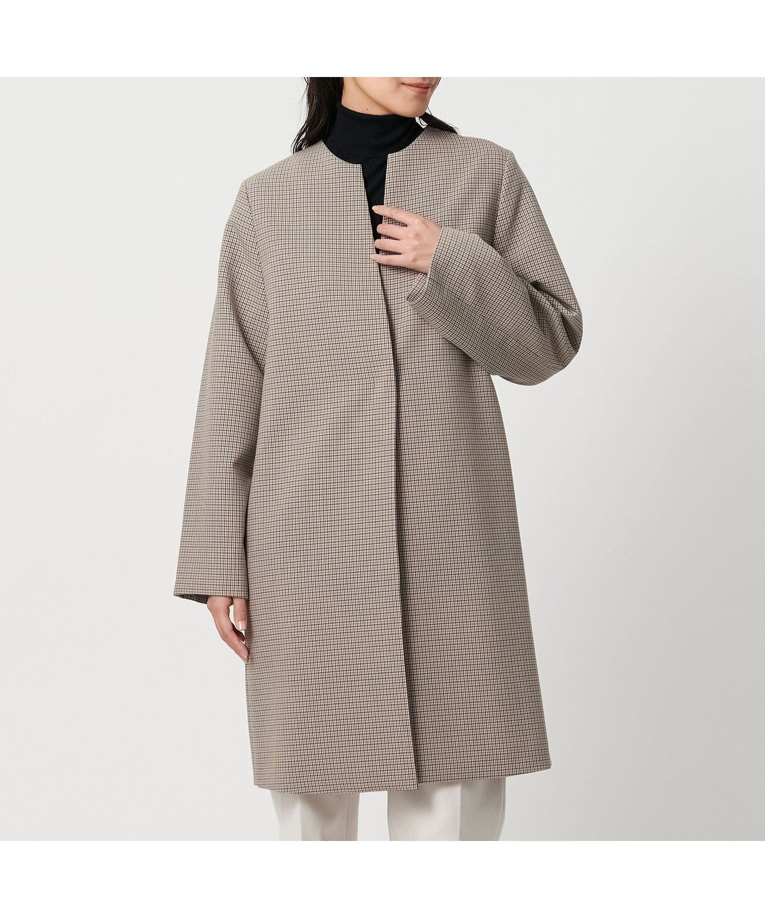 【ユナイテッドアローズ/UNITED ARROWS】のダブルクロス キーネックコート A DAY IN THE LIFE 人気、トレンドファッション・服の通販 founy(ファニー) 　ファッション　Fashion　レディースファッション　Fashion for Women　アウター　Coat / Outerwear Collection　コート・ロングコート・ピーコート　Long Coats, Peacoats & More　シンプル　Simple, Minimal　ストレート　Straight, Straight Cut　スラックス　Slacks, Dress Pants　タイトスカート　Pencil Skirt, Tight Skirt　ダウン　Down, Puffer　ダブル　Double, Double-Breasted　チェック　Check, Plaid, Tartan　デニム　Denim, Jeans Material　トレンド　Trend, Trending Now　バランス　Balance, Style Balance　フェイス　Face, Facial Design　フロント　Front, Front Design　アウトレット　Outlet / Clearance　ビジネス 仕事 通勤　Business / Work / Commuting　 other-1|ID: prp329100004726961 ipo3291000000034212831