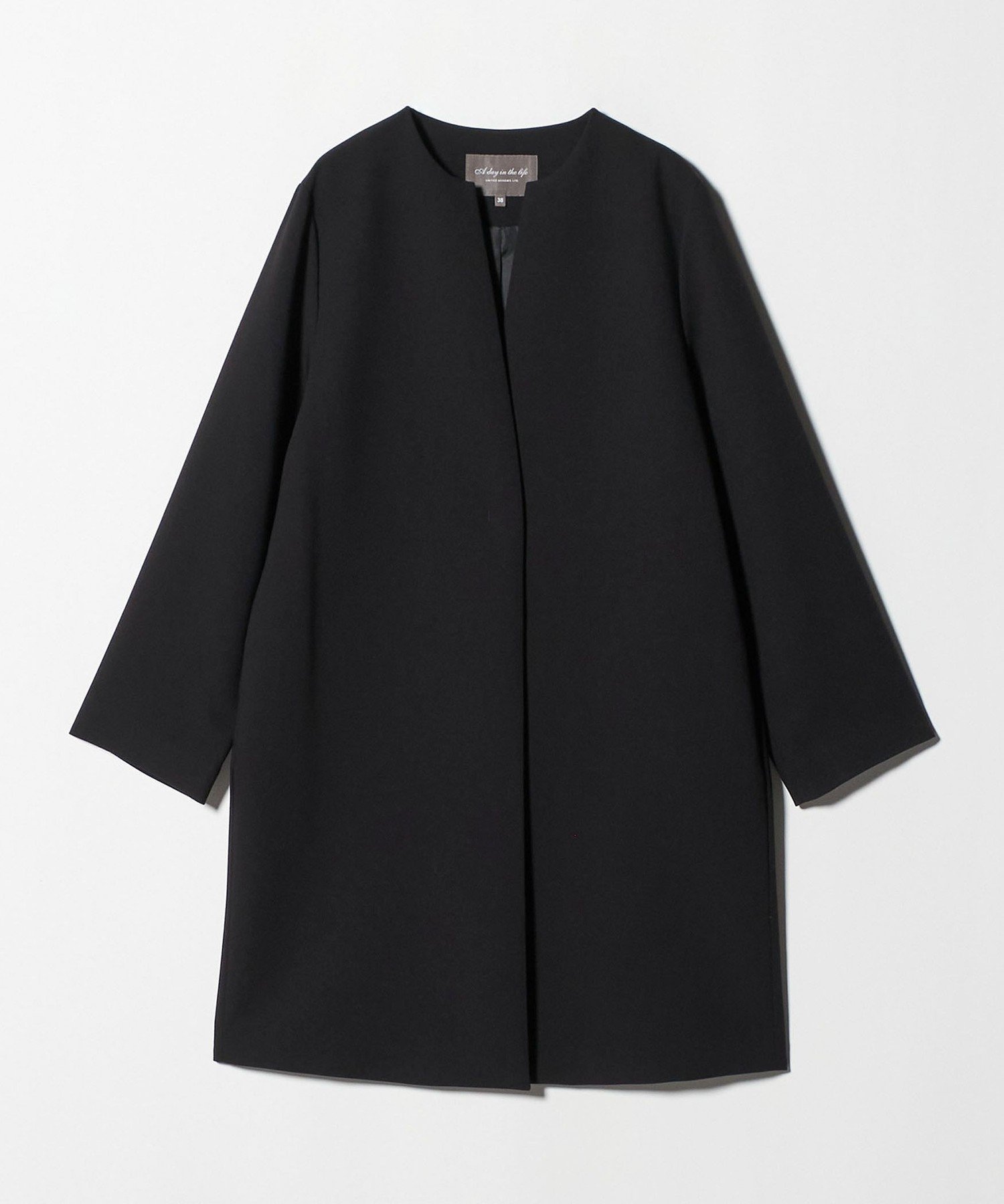【ユナイテッドアローズ/UNITED ARROWS】のダブルクロス キーネックコート A DAY IN THE LIFE インテリア・キッズ・メンズ・レディースファッション・服の通販 founy(ファニー) 　ファッション　Fashion　レディースファッション　Fashion for Women　アウター　Coat / Outerwear Collection　コート・ロングコート・ピーコート　Long Coats, Peacoats & More　シンプル　Simple, Minimal　ストレート　Straight, Straight Cut　スラックス　Slacks, Dress Pants　タイトスカート　Pencil Skirt, Tight Skirt　ダウン　Down, Puffer　ダブル　Double, Double-Breasted　チェック　Check, Plaid, Tartan　デニム　Denim, Jeans Material　トレンド　Trend, Trending Now　バランス　Balance, Style Balance　フェイス　Face, Facial Design　フロント　Front, Front Design　アウトレット　Outlet / Clearance　ビジネス 仕事 通勤　Business / Work / Commuting　BLACK|ID: prp329100004726961 ipo3291000000034212835