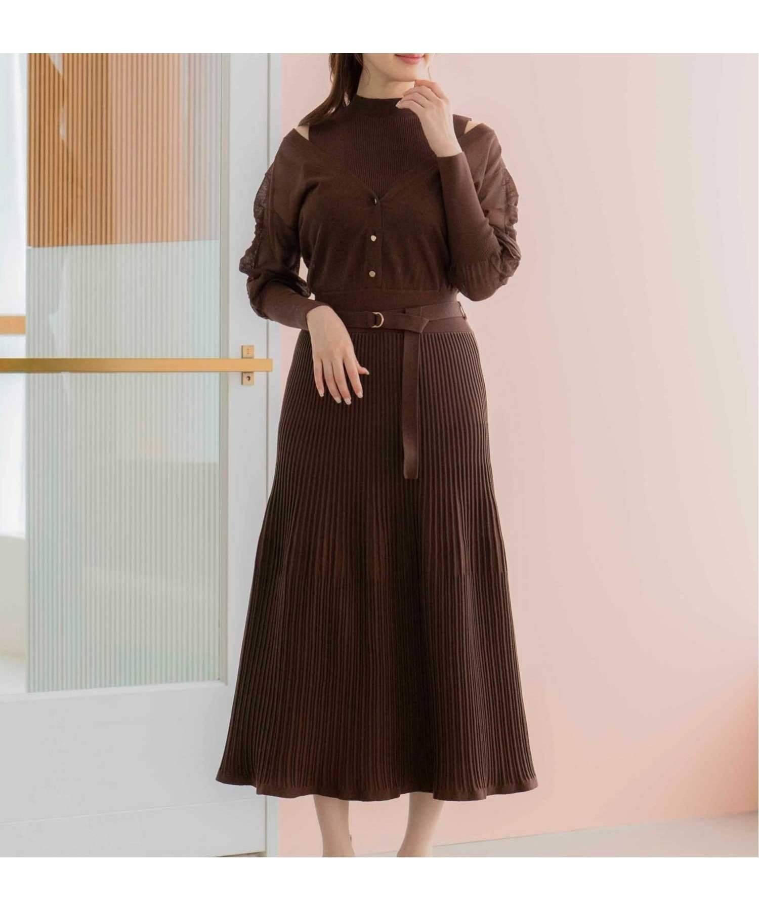 【ノエラ/Noela】のシアードッキングワンピース インテリア・キッズ・メンズ・レディースファッション・服の通販 founy(ファニー) 　ファッション　Fashion　レディースファッション　Fashion for Women　ワンピース　Dresses　シアー　Sheer, See-Through　シンプル　Simple, Minimal　ポケット　Pocket, Pocket Detail　チャ|ID: prp329100004727023 ipo3291000000034151676