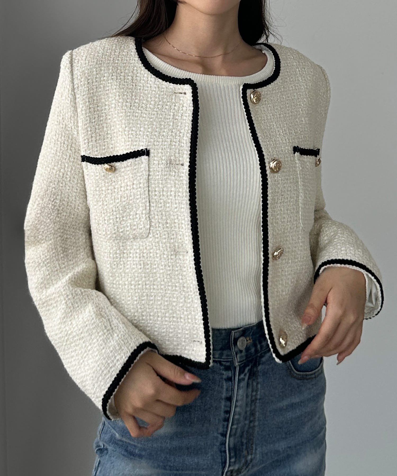 【ジュノア/JUNOAH】のLouere 配色ラメツイードジャケット インテリア・キッズ・メンズ・レディースファッション・服の通販 founy(ファニー) 　ファッション　Fashion　レディースファッション　Fashion for Women　アウター　Coat / Outerwear Collection　レディースジャケット・軽アウター　Jackets　アイボリー|ID: prp329100004727034 ipo3291000000034527977