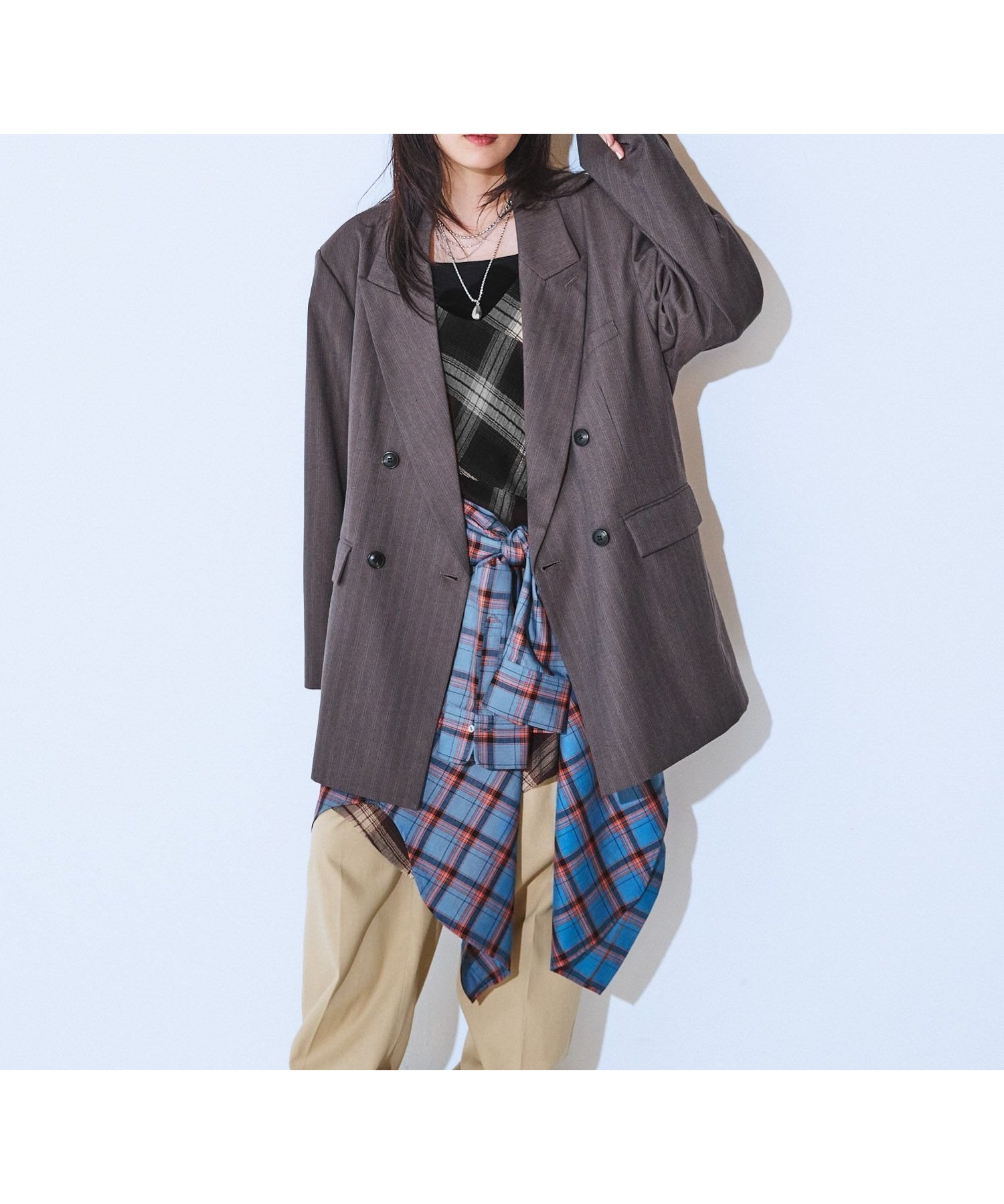 【ジーナシス/JEANASiS】のサキソニーパワショルジャケット インテリア・キッズ・メンズ・レディースファッション・服の通販 founy(ファニー)  ファッション Fashion レディースファッション Fashion for Women アウター Coat / Outerwear Collection レディースジャケット・軽アウター Jackets ショルダー Shoulder, Shoulder Strap シンプル Simple, Minimal ジャケット Jacket, Outerwear ストライプ Stripe, Striped Pattern デニム Denim, Jeans Material トレンド Trend, Trending Now フェミニン Feminine, Girly フォルム Silhouette, Form フレア Flare, Flared ボトム Bottoms, Lower Wear ポケット Pocket, Pocket Detail 無地 Plain, Solid Color ワイド Wide, Wide Fit おすすめ Recommended / Our Picks グレー|ID: prp329100004727096 ipo3291000000034345100