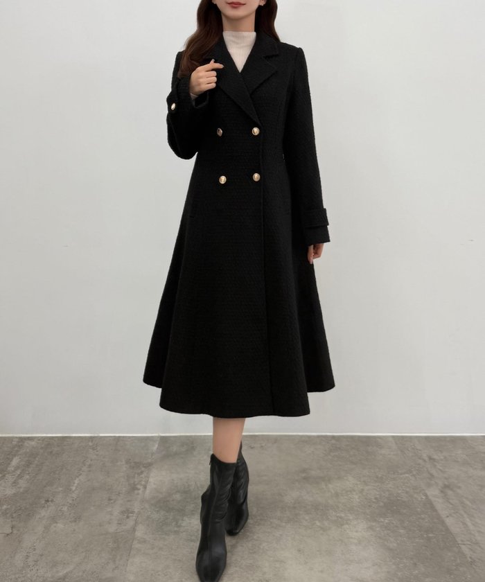 【ジュノア/JUNOAH】のCENEA ウエストシェイプツイードロングコート インテリア・キッズ・メンズ・レディースファッション・服の通販 founy(ファニー) https://founy.com/ ファッション Fashion レディースファッション Fashion for Women アウター Coat / Outerwear Collection コート・ロングコート・ピーコート Long Coats, Peacoats & More |ID: prp329100004727118 ipo3291000000034394689