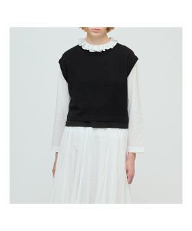 【マーコート/MARcourt】のmizuiro ind シフォンフリルヘムベスト 人気、トレンドファッション・服の通販 founy(ファニー) ファッション Fashion レディースファッション Fashion for Women アウター Coat / Outerwear Collection トップス・カットソー Cut & Sew Tops ベスト&ジレ / 重ね着スタイル Vests & Gilets カーディガン Cardigan, Knitwear シフォン Chiffon, Lightweight Fabric ジョーゼット Georgette, Semi-Sheer Fabric スリーブ Sleeve, Long Sleeve / Short Sleeve フリル Frill, Ruffle フレンチ French, French Style ベスト Vest, Waistcoat ポケット Pocket, Pocket Detail 無地 Plain, Solid Color |ID:prp329100004727125