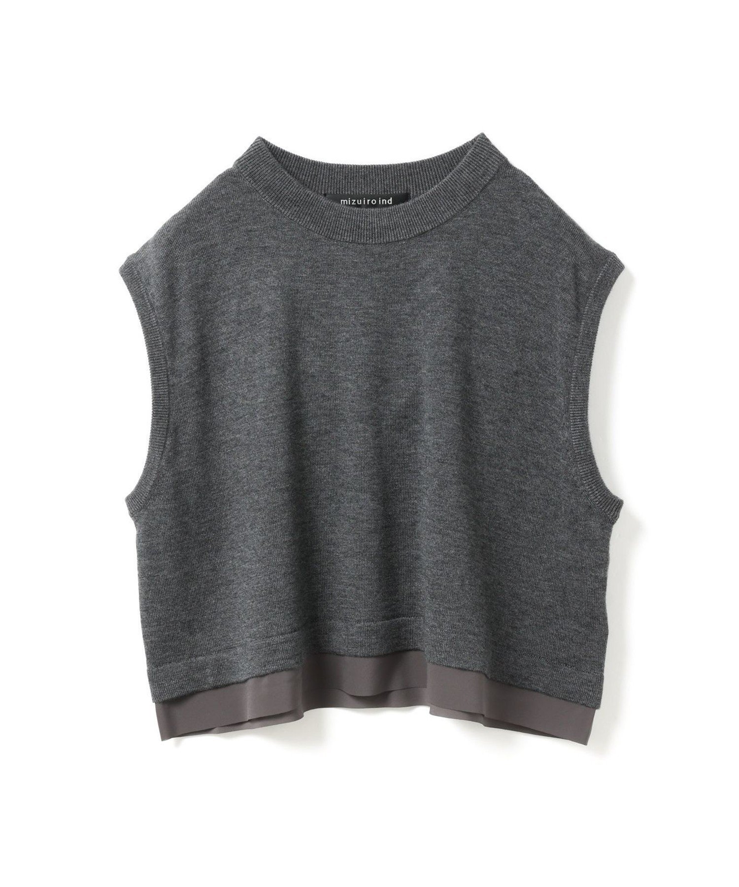 【マーコート/MARcourt】のmizuiro ind シフォンフリルヘムベスト インテリア・キッズ・メンズ・レディースファッション・服の通販 founy(ファニー) 　ファッション　Fashion　レディースファッション　Fashion for Women　アウター　Coat / Outerwear Collection　トップス・カットソー　Cut & Sew Tops　ベスト&ジレ / 重ね着スタイル　Vests & Gilets　カーディガン　Cardigan, Knitwear　シフォン　Chiffon, Lightweight Fabric　ジョーゼット　Georgette, Semi-Sheer Fabric　スリーブ　Sleeve, Long Sleeve / Short Sleeve　フリル　Frill, Ruffle　フレンチ　French, French Style　ベスト　Vest, Waistcoat　ポケット　Pocket, Pocket Detail　無地　Plain, Solid Color　ダークグレー|ID: prp329100004727125 ipo3291000000034293278