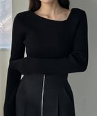 【ジュノア/JUNOAH】のLouere アシメネックリブニット 人気、トレンドファッション・服の通販 founy(ファニー) ファッション Fashion レディースファッション Fashion for Women トップス・カットソー Cut & Sew Tops ニット Knit Tops & Sweaters thumbnail ブラック|ID: prp329100004727178 ipo3291000000034482220