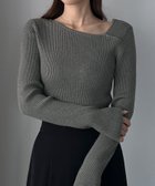 【ジュノア/JUNOAH】のLouere アシメネックリブニット 人気、トレンドファッション・服の通販 founy(ファニー) ファッション Fashion レディースファッション Fashion for Women トップス・カットソー Cut & Sew Tops ニット Knit Tops & Sweaters thumbnail チャコール|ID: prp329100004727178 ipo3291000000034482222