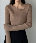 【ジュノア/JUNOAH】のLouere アシメネックリブニット 人気、トレンドファッション・服の通販 founy(ファニー) ファッション Fashion レディースファッション Fashion for Women トップス・カットソー Cut & Sew Tops ニット Knit Tops & Sweaters thumbnail グレージュ|ID: prp329100004727178 ipo3291000000034482224