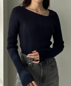 【ジュノア/JUNOAH】のLouere アシメネックリブニット 人気、トレンドファッション・服の通販 founy(ファニー) ファッション Fashion レディースファッション Fashion for Women トップス・カットソー Cut & Sew Tops ニット Knit Tops & Sweaters thumbnail ネイビー|ID: prp329100004727178 ipo3291000000034482230