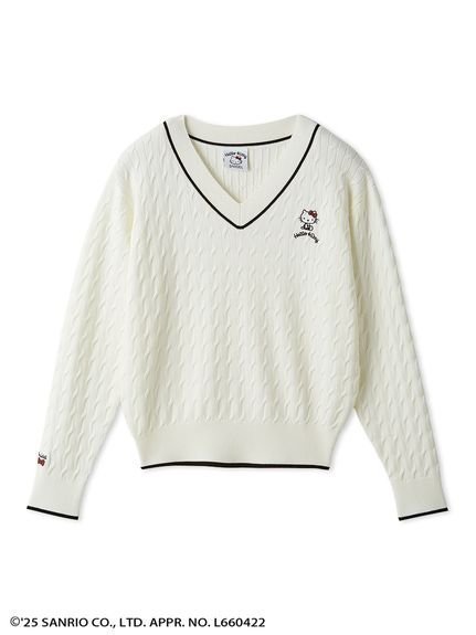 【スナイデル/SNIDEL】の【HELLO KITTY】ケーブルプルオーバー インテリア・キッズ・メンズ・レディースファッション・服の通販 founy(ファニー) 　ファッション　Fashion　レディースファッション　Fashion for Women　トップス・カットソー　Cut & Sew Tops　カジュアルプルオーバー・ニットトップス　Pullovers & Knit Tops / Casual Pullovers　今季　This Season, Current Season　ストレート　Straight, Straight Cut　スペシャル　Special, Limited Edition　スマート　Smart, Elegant　トレンド　Trend, Trending Now　リボン　Ribbon, Bow　ワンポイント　One Point, Statement Accent　おすすめ　Recommended / Our Picks　WHT[001]|ID: prp329100004727185 ipo3291000000034152343