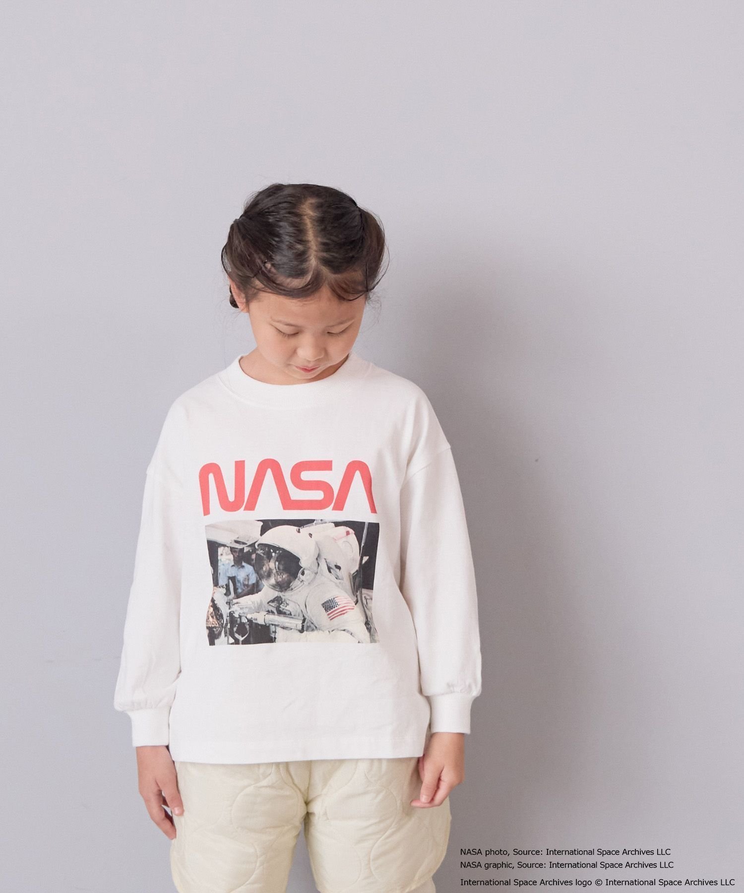 【ローリーズファーム/LOWRYS FARM / KIDS】のNASAプリントロンT インテリア・キッズ・メンズ・レディースファッション・服の通販 founy(ファニー) 　ファッション　Fashion　キッズファッション　Fashion for Kids　プリント　Print, Printed Pattern　定番　Standard, Basic Item　オフホワイト|ID: prp329100004727330 ipo3291000000034152870