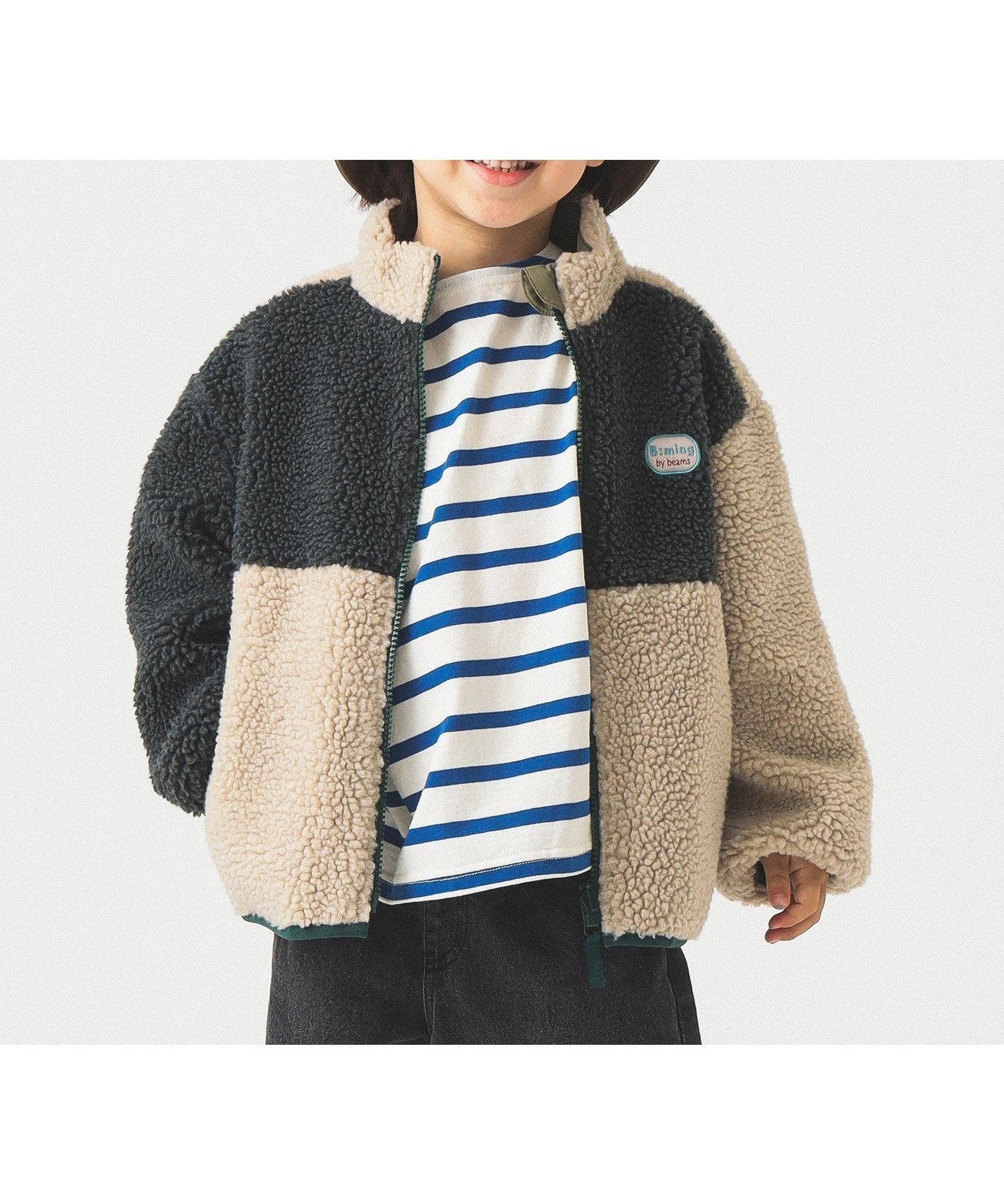 【ビーミングライフストアバイビームス/B:MING LIFE STORE by BEAMS / KIDS】のリバーシブル ボア ブルゾン (90~150cm) 25AW 秋冬 通学 通園 暖かい アウター インテリア・キッズ・メンズ・レディースファッション・服の通販 founy(ファニー) 　ファッション　Fashion　キッズファッション　Fashion for Kids　アウター　Coat Outerwear /Kids　シンプル　Simple, Minimal　スタイリッシュ　Stylish, Fashionable　定番　Standard, Basic Item　人気　Popular, Best Seller　ハンカチ　Handkerchief, Hanky　ブルゾン　Blouson, Bomber Jacket　ベビー　Baby, Babywear　ポケット　Pocket, Pocket Detail　メンズ　Men's, Menswear　リバーシブル　Reversible, Two-Sided　冬　Winter / This Winter　A/W・秋冬　Autumn/Winter　ビジネス 仕事 通勤　Business / Work / Commuting　2025年　2025　2025-2026秋冬・A/W　Autumn/Winter 2025–26 AW25–26　GREY×BEIGE|ID: prp329100004727378 ipo3291000000034153052