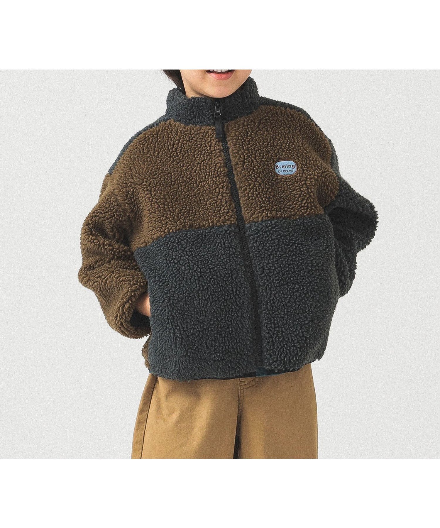 【ビーミングライフストアバイビームス/B:MING LIFE STORE by BEAMS / KIDS】のリバーシブル ボア ブルゾン (90~150cm) 25AW 秋冬 通学 通園 暖かい アウター インテリア・キッズ・メンズ・レディースファッション・服の通販 founy(ファニー) 　ファッション　Fashion　キッズファッション　Fashion for Kids　アウター　Coat Outerwear /Kids　シンプル　Simple, Minimal　スタイリッシュ　Stylish, Fashionable　定番　Standard, Basic Item　人気　Popular, Best Seller　ハンカチ　Handkerchief, Hanky　ブルゾン　Blouson, Bomber Jacket　ベビー　Baby, Babywear　ポケット　Pocket, Pocket Detail　メンズ　Men's, Menswear　リバーシブル　Reversible, Two-Sided　冬　Winter / This Winter　A/W・秋冬　Autumn/Winter　ビジネス 仕事 通勤　Business / Work / Commuting　2025年　2025　2025-2026秋冬・A/W　Autumn/Winter 2025–26 AW25–26　BROWN×GREY|ID: prp329100004727378 ipo3291000000034153053