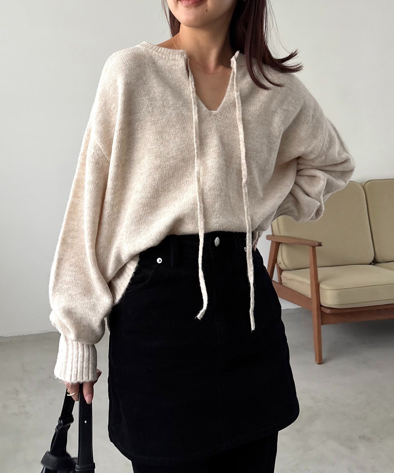 【カプリシューレマージュ/CAPRICIEUX LEMAGE】の【前後2WAY】もちふわ2WAYスキッパーニット インテリア・キッズ・メンズ・レディースファッション・服の通販 founy(ファニー) ファッション Fashion レディースファッション Fashion for Women トップス・カットソー Cut & Sew Tops ニット Knit Tops & Sweaters コーデュロイ Corduroy, Cord Fabric スキッパー Skipper, Open Collar デニム Denim, Jeans Material ボトム Bottoms, Lower Wear マキシ Maxi, Full Length リボン Ribbon, Bow ワイド Wide, Wide Fit 台形 A-Line, Trapezoid Shape アイボリー|ID: prp329100004727380 ipo3291000000034471649