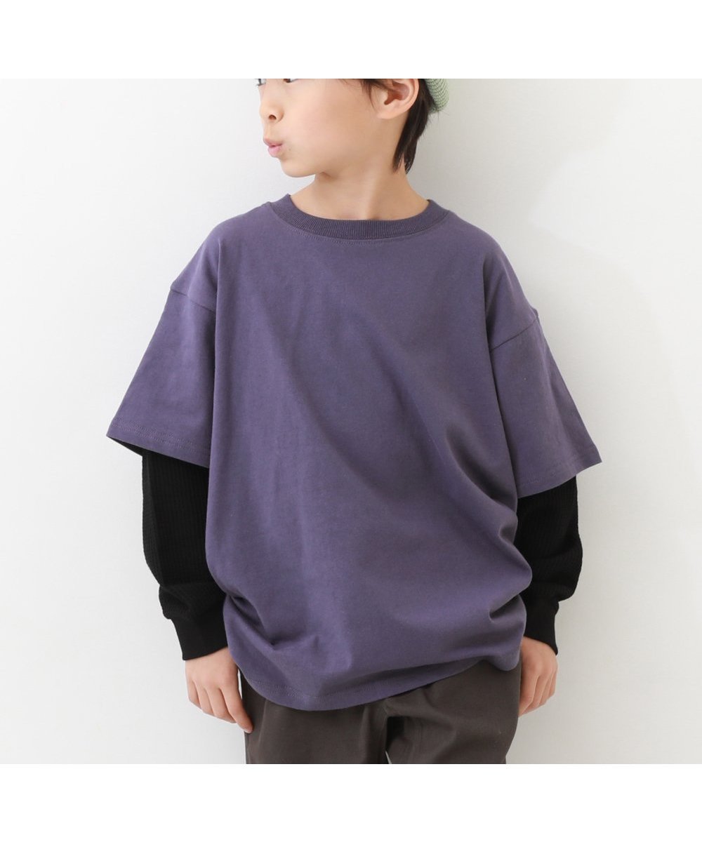 【デビロック/devirock / KIDS】のレイヤード風 長袖Tシャツ ロンT トップス 25AW インテリア・キッズ・メンズ・レディースファッション・服の通販 founy(ファニー) 　ファッション　Fashion　キッズファッション　Fashion for Kids　トップス・カットソー　Cut & Sew Tops　キャップ　Cap, Baseball Cap　スニーカー　Sneakers, Trainers　長袖　Long Sleeve, Full Sleeve　ビッグ　Big, Oversized　ワッフル　Waffle, Waffle Knit　おすすめ　Recommended / Our Picks　2025年　2025　2025-2026秋冬・A/W　Autumn/Winter 2025–26 AW25–26　Dパープル|ID: prp329100004727403 ipo3291000000034153152