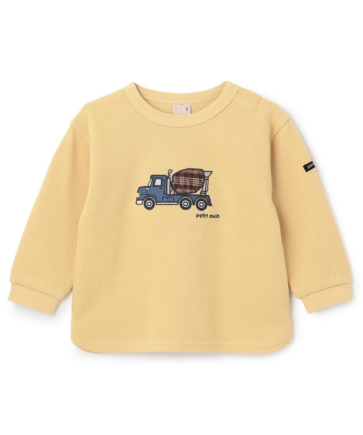【ナルミヤ オンライン/NARUMIYA ONELINE / KIDS】の働く車アップリケ接結長袖Tシャツ インテリア・キッズ・メンズ・レディースファッション・服の通販 founy(ファニー) 　ファッション　Fashion　キッズファッション　Fashion for Kids　チェック　Check, Plaid, Tartan　ポケット　Pocket, Pocket Detail　長袖　Long Sleeve, Full Sleeve　クリーム|ID: prp329100004727412 ipo3291000000034153182