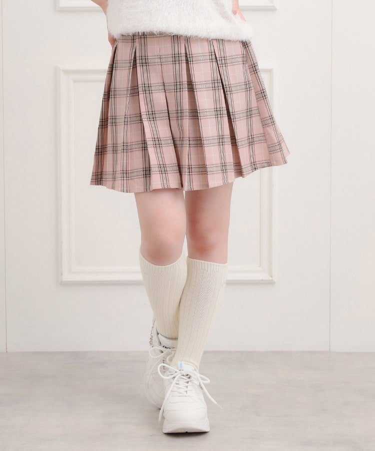 【ピンク ラテ/PINK-latte / KIDS】のインパン付プリーツスカート インテリア・キッズ・メンズ・レディースファッション・服の通販 founy(ファニー) 　ファッション　Fashion　キッズファッション　Fashion for Kids　おすすめ　Recommended / Our Picks　ガーリー　Girly, Feminine Style　シンプル　Simple, Minimal　スマート　Smart, Elegant　チェック　Check, Plaid, Tartan　プリーツ　Pleats, Pleated　ポケット　Pocket, Pocket Detail　再入荷　Restock / Back in Stock　定番　Standard, Basic Item　ピンク|ID: prp329100004727418 ipo3291000000034153213