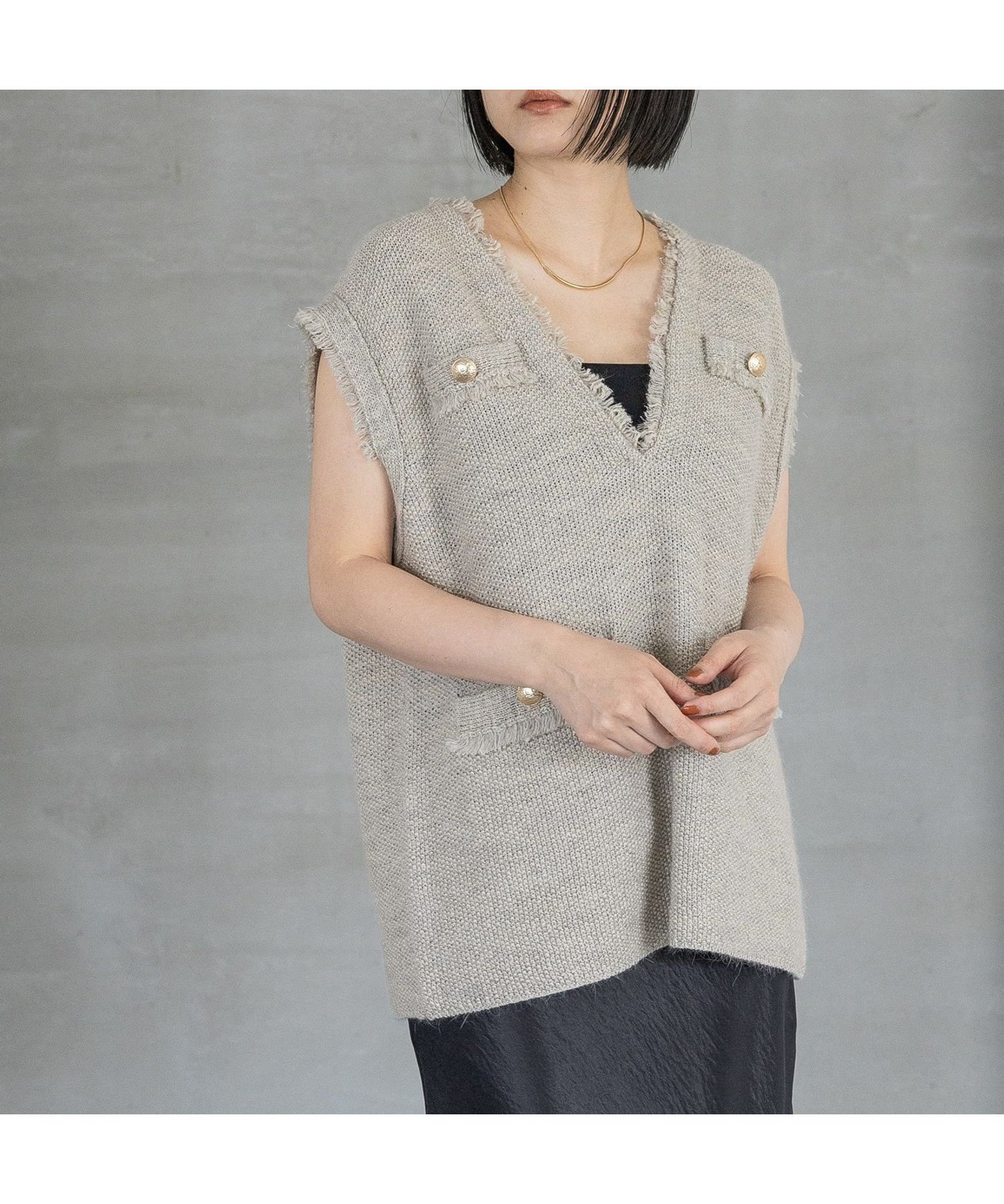 【アパートバイローリーズ/apart by lowrys】のアンゴラツィードニットベスト インテリア・キッズ・メンズ・レディースファッション・服の通販 founy(ファニー) 　ファッション　Fashion　レディースファッション　Fashion for Women　アウター　Coat / Outerwear Collection　トップス・カットソー　Cut & Sew Tops　ニット　Knit Tops & Sweaters　ベスト&ジレ / 重ね着スタイル　Vests & Gilets　アンゴラ　Angora Knitwear　ツイード／ツィード　Choker, Choker Necklace　ツイード　Twill, Twill Weave　ノースリーブ　Sleeveless, No-Sleeve　バランス　Balance, Style Balance　フリンジ　Fringe, Tassel　ベスト　Vest, Waistcoat　ポケット　Pocket, Pocket Detail　ライトグレー12|ID: prp329100004727960 ipo3291000000034206934