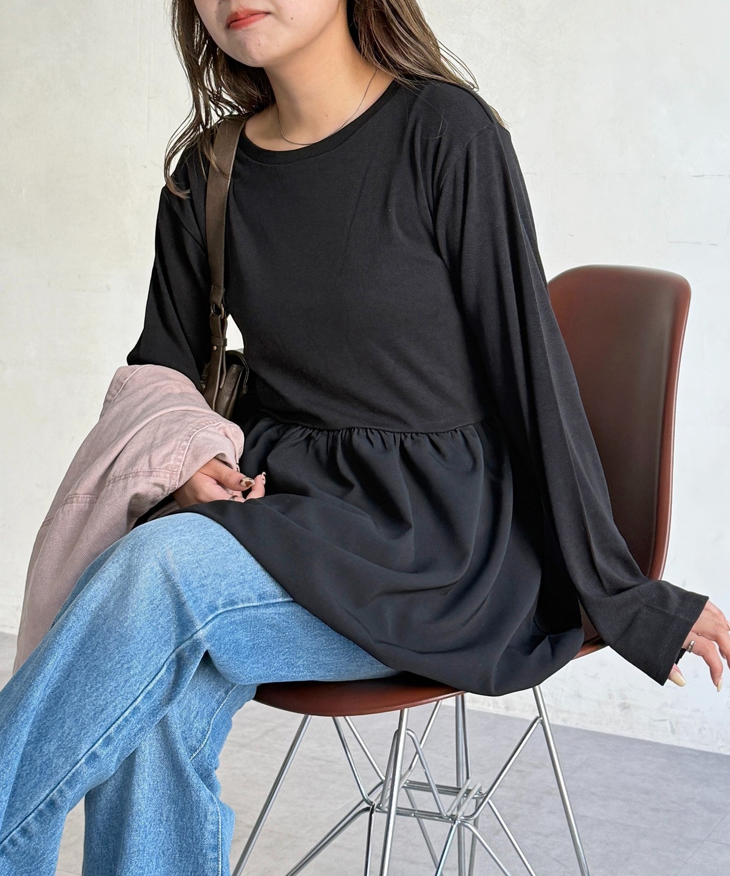 【シーピーシーエム/CPCM】のアソートレイヤードロンT インテリア・キッズ・メンズ・レディースファッション・服の通販 founy(ファニー) 　ファッション　Fashion　レディースファッション　Fashion for Women　トップス・カットソー　Cut & Sew Tops　ロングTシャツ・Tシャツ　Longline T-Shirts & Tees　春　Spring　秋　Autumn　ギャザー　Gathered, Ruffled　クラシカル　Classical, Vintage-Inspired　コーデュロイ　Corduroy, Cord Fabric　シンプル　Simple, Minimal　デニム　Denim, Jeans Material　トレンド　Trend, Trending Now　バルーン　Balloon, Balloon Silhouette　フリル　Frill, Ruffle　フレア　Flare, Flared　おすすめ　Recommended / Our Picks　エレガント 上品　Elegant　ブラックその他2|ID: prp329100004727979 ipo3291000000036292639