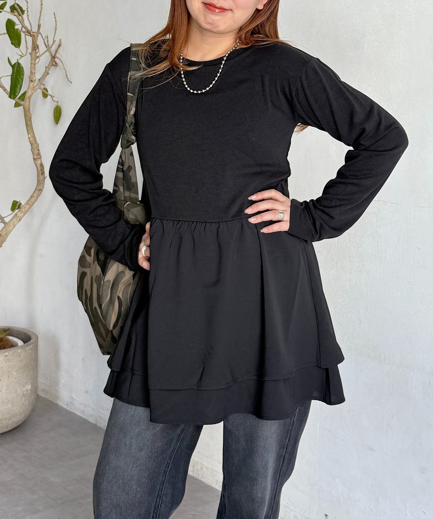 【シーピーシーエム/CPCM】のアソートレイヤードロンT インテリア・キッズ・メンズ・レディースファッション・服の通販 founy(ファニー) 　ファッション　Fashion　レディースファッション　Fashion for Women　トップス・カットソー　Cut & Sew Tops　ロングTシャツ・Tシャツ　Longline T-Shirts & Tees　春　Spring　秋　Autumn　ギャザー　Gathered, Ruffled　クラシカル　Classical, Vintage-Inspired　コーデュロイ　Corduroy, Cord Fabric　シンプル　Simple, Minimal　デニム　Denim, Jeans Material　トレンド　Trend, Trending Now　バルーン　Balloon, Balloon Silhouette　フリル　Frill, Ruffle　フレア　Flare, Flared　おすすめ　Recommended / Our Picks　エレガント 上品　Elegant　ブラックその他3|ID: prp329100004727979 ipo3291000000036292640