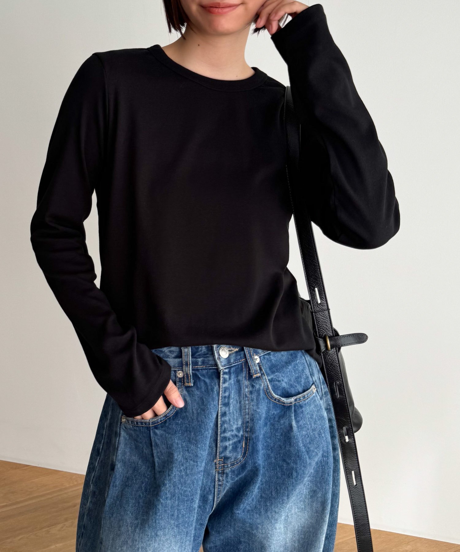 【キャナルジーン/CANAL JEAN】のEl mar(エルマール) コットンストレッチロングTシャツ インテリア・キッズ・メンズ・レディースファッション・服の通販 founy(ファニー) ファッション Fashion レディースファッション Fashion for Women トップス・カットソー Cut & Sew Tops シャツ・ブラウス・オフィスカジュアル Elegant Blouses & Button-Ups ロングTシャツ・Tシャツ Longline T-Shirts & Tees インナー Innerwear カーディガン Cardigan, Knitwear シンプル Simple, Minimal ベスト Vest, Waistcoat ブラック|ID: prp329100004727993 ipo3291000000034800191