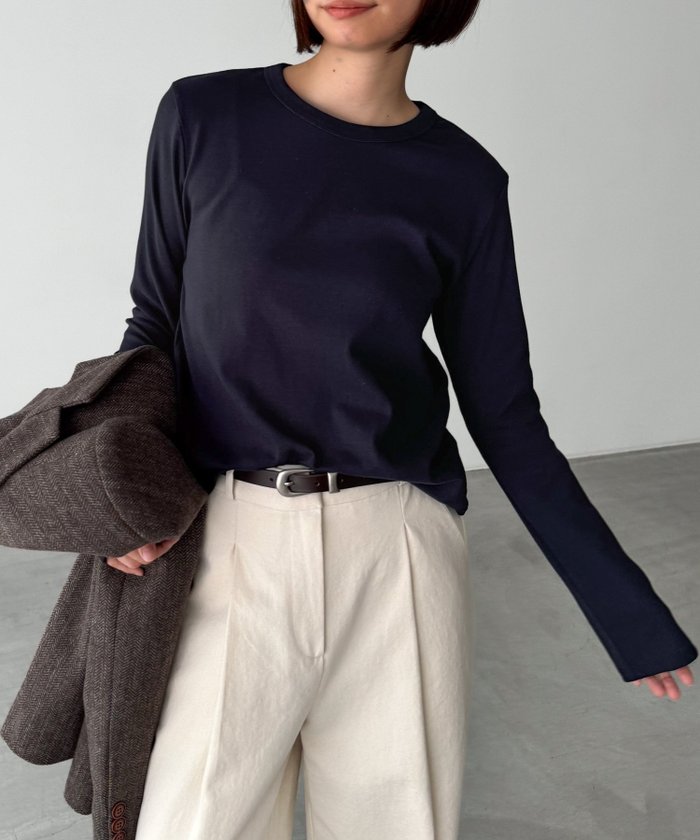 【キャナルジーン/CANAL JEAN】のEl mar(エルマール) コットンストレッチロングTシャツ インテリア・キッズ・メンズ・レディースファッション・服の通販 founy(ファニー) https://founy.com/ ファッション Fashion レディースファッション Fashion for Women トップス・カットソー Cut & Sew Tops シャツ・ブラウス・オフィスカジュアル Elegant Blouses & Button-Ups ロングTシャツ・Tシャツ Longline T-Shirts & Tees インナー Innerwear カーディガン Cardigan, Knitwear シンプル Simple, Minimal ベスト Vest, Waistcoat |ID: prp329100004727993 ipo3291000000034901040