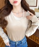 【モーメントプラス/moment+ / MEN】のアシンメトリーネックシャイニーベロアトップス グレイッシュベージュ|ID: prp329100004728043 ipo3291000000034244563