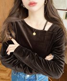 【モーメントプラス/moment+ / MEN】のアシンメトリーネックシャイニーベロアトップス ブラウン|ID: prp329100004728043 ipo3291000000034795172