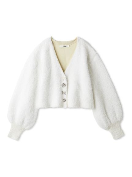 【ファーファー/FURFUR】のマルチビジューボタンフェザーカーディガン 人気、トレンドファッション・服の通販 founy(ファニー) 　ファッション　Fashion　レディースファッション　Fashion for Women　トップス・カットソー　Cut & Sew Tops　カーディガン・羽織り　Layered Style Cardigans　アクセサリー　Fashion Accessories　カーディガン　Cardigan, Knitwear　スマート　Smart, Elegant　フェザーヤーン　Feather Yarn, Fluffy Yarn　フェミニン　Feminine, Girly　フロント　Front, Front Design　 other-1|ID: prp329100004728064 ipo3291000000034533118