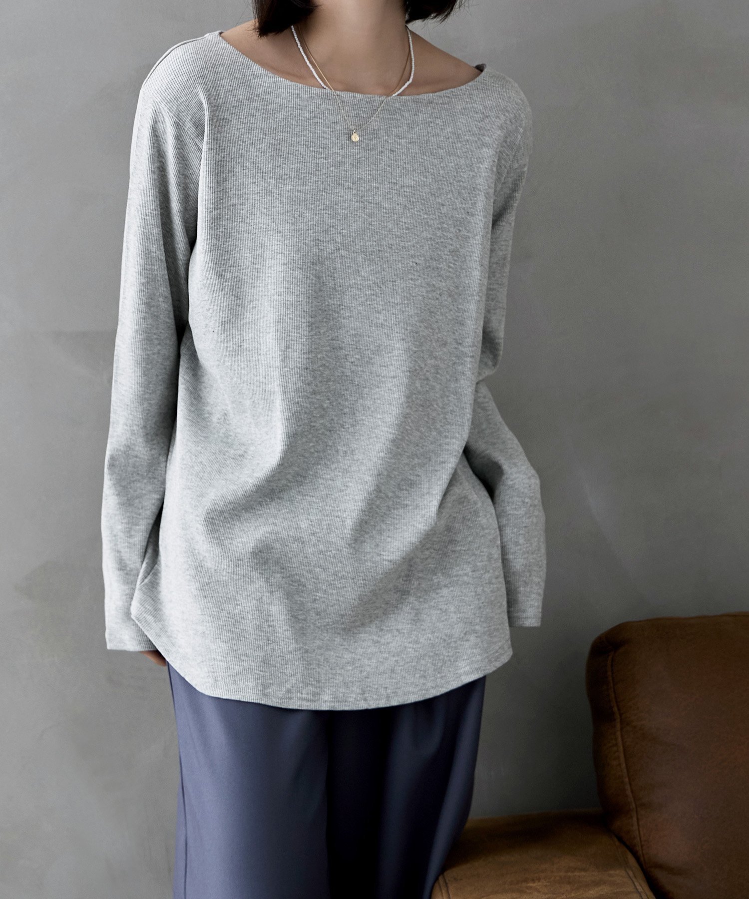 【ビーフラット/bflat】のボートネックコットンロングスリーブリブT インテリア・キッズ・メンズ・レディースファッション・服の通販 founy(ファニー) ファッション Fashion レディースファッション Fashion for Women インナー Innerwear トレンド Trend, Trending Now 長袖 Long Sleeve, Full Sleeve ビッグ Big, Oversized リラックス Relax, Relaxed Fit A/W・秋冬 Autumn/Winter 杢グレー|ID: prp329100004728101 ipo3291000000034583388