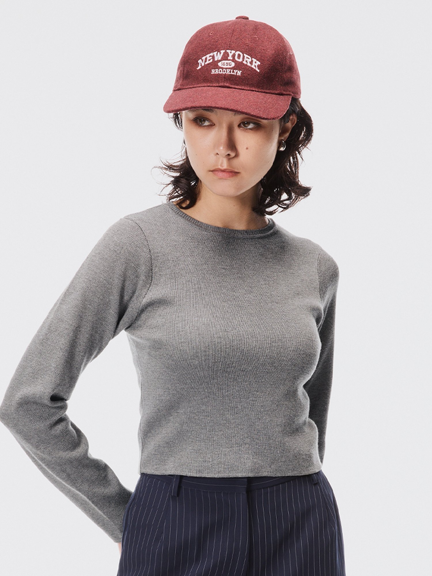 【コカ/COCA】のクロップドニットトップス インテリア・キッズ・メンズ・レディースファッション・服の通販 founy(ファニー) 　ファッション　Fashion　レディースファッション　Fashion for Women　トップス・カットソー　Cut & Sew Tops　ニット　Knit Tops & Sweaters　クロップド　Cropped, Short Length　コンパクト　Compact, Small Size　シンプル　Simple, Minimal　セーター　Sweater, Knitwear　長袖　Long Sleeve, Full Sleeve　フェミニン　Feminine, Girly　ボーダー　Border, Stripe　ポケット　Pocket, Pocket Detail　無地　Plain, Solid Color　2024年　2024　2024-2025秋冬・A/W　Autumn/Winter 2024–25 AW24–25　2025年　2025　2025-2026秋冬・A/W　Autumn/Winter 2025–26 AW25–26　Lt.gray|ID: prp329100004728137 ipo3291000000034509354