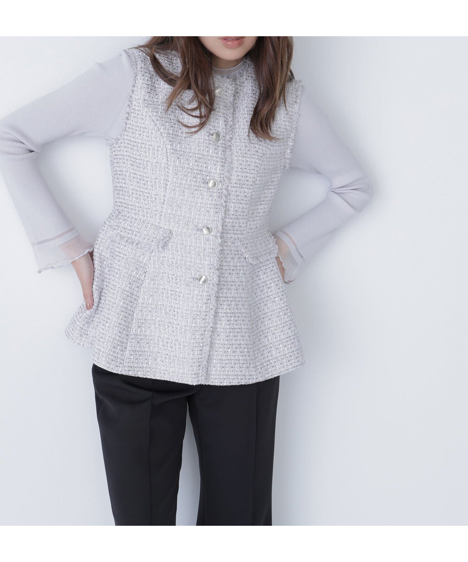 【ナチュラル ビューティー ベーシック/NATURAL BEAUTY BASIC】のツイードペプラムジレ 人気、トレンドファッション・服の通販 founy(ファニー) 　ファッション　Fashion　レディースファッション　Fashion for Women　アウター　Coat / Outerwear Collection　トップス・カットソー　Cut & Sew Tops　ベスト&ジレ / 重ね着スタイル　Vests & Gilets　ツイード　Twill, Twill Weave　ベーシック　Basic, Essential　ペプラム　Peplum, Flared Hem　エレガント 上品　Elegant　 other-1|ID: prp329100004728157 ipo3291000000034159194