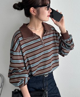 【ディスコート/Discoat】の【ユニセックス】ランダムボーダーハーフジップシャツ 人気、トレンドファッション・服の通販 founy(ファニー) ファッション Fashion レディースファッション Fashion for Women トップス・カットソー Cut & Sew Tops シャツ・ブラウス・オフィスカジュアル Elegant Blouses & Button-Ups コンパクト Compact, Small Size シンプル Simple, Minimal ジップ Zip, Zipper ボーダー Border, Stripe ランダム Random, Irregular リラックス Relax, Relaxed Fit |ID:prp329100004728245