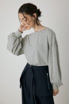 【クリエ コンフォルト/crie conforto】のボーダーボリュームスリーブプルオーバー 人気、トレンドファッション・服の通販 founy(ファニー) ファッション Fashion レディースファッション Fashion for Women トップス・カットソー Cut & Sew Tops カジュアルプルオーバー・ニットトップス Pullovers & Knit Tops / Casual Pullovers ボリューム袖・フリルスリーブブラウス Voluminous & Ruffle Sleeves / Puffy Sleeve Tops カットソー Cut and Sewn Top シンプル Simple, Minimal スラックス Slacks, Dress Pants デニム Denim, Jeans Material ボーダー Border, Stripe ランダム Random, Irregular thumbnail 柄WHT5|ID: prp329100004728255 ipo3291000000034524796