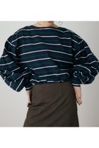 【クリエ コンフォルト/crie conforto】のボーダーボリュームスリーブプルオーバー 人気、トレンドファッション・服の通販 founy(ファニー) ファッション Fashion レディースファッション Fashion for Women トップス・カットソー Cut & Sew Tops カジュアルプルオーバー・ニットトップス Pullovers & Knit Tops / Casual Pullovers ボリューム袖・フリルスリーブブラウス Voluminous & Ruffle Sleeves / Puffy Sleeve Tops カットソー Cut and Sewn Top シンプル Simple, Minimal スラックス Slacks, Dress Pants デニム Denim, Jeans Material ボーダー Border, Stripe ランダム Random, Irregular thumbnail 柄NVY5|ID: prp329100004728255 ipo3291000000034524798