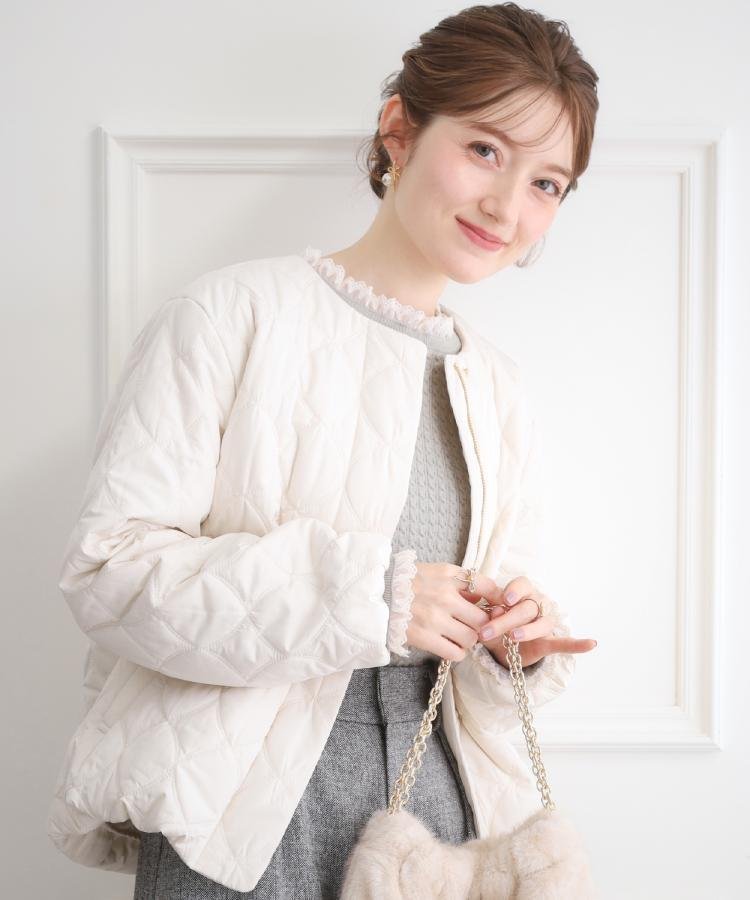 【クチュール ブローチ/Couture Brooch】の【撥水・大人可愛い】リボンキルティングジャケット 人気、トレンドファッション・服の通販 founy(ファニー) 　ファッション　Fashion　レディースファッション　Fashion for Women　アウター　Coat / Outerwear Collection　レディースジャケット・軽アウター　Jackets　キルティング　Quilted, Quilting　ジャケット　Jacket, Outerwear　スマート　Smart, Elegant　ダブル　Double, Double-Breasted　フェミニン　Feminine, Girly　フォルム　Silhouette, Form　フロント　Front, Front Design　ポケット　Pocket, Pocket Detail　リボン　Ribbon, Bow　おすすめ　Recommended / Our Picks　2025年　2025　2025-2026秋冬・A/W　Autumn/Winter 2025–26 AW25–26　 other-1|ID: prp329100004728276 ipo3291000000034443577