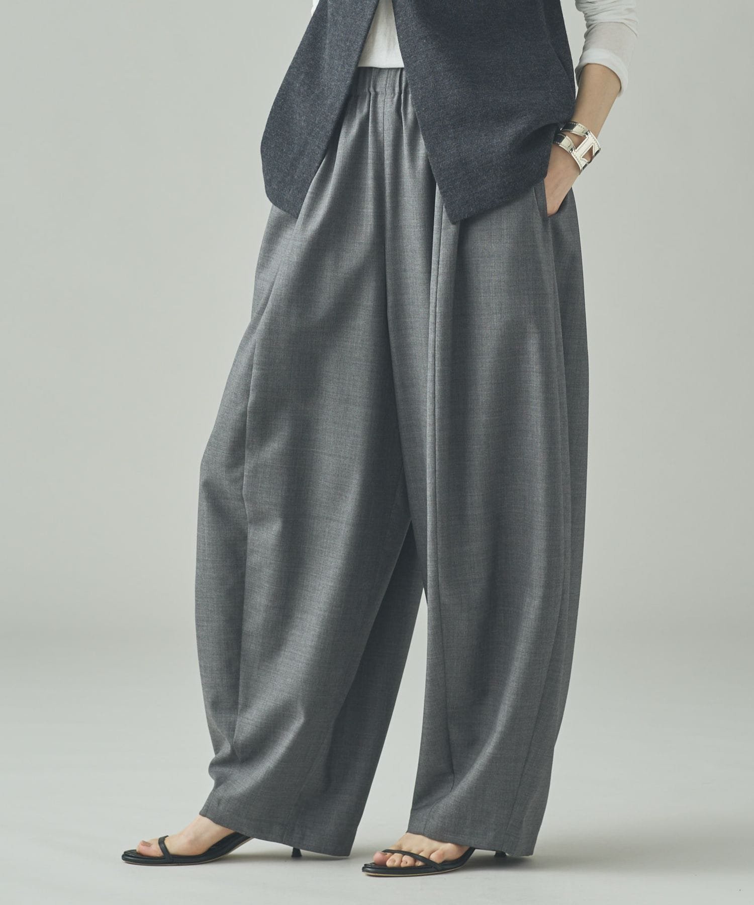 【カレンソロジー/Curensology】のウールトロドロストパンツ インテリア・キッズ・メンズ・レディースファッション・服の通販 founy(ファニー) ファッション Fashion レディースファッション Fashion for Women パンツ Pants & Trousers エレガント 上品 Elegant パターン Pattern, Design Print ワイド Wide, Wide Fit ミドルグレー13|ID: prp329100004728345 ipo3291000000034868164