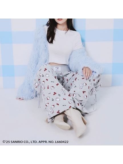 【スナイデル/SNIDEL】の【HELLO KITTY】レースアップパンツ インテリア・キッズ・メンズ・レディースファッション・服の通販 founy(ファニー) 　ファッション　Fashion　レディースファッション　Fashion for Women　パンツ　Pants & Trousers　インナー　Innerwear　ウェーブ　Wavy Pattern　ウォッシュ　Washed Finish　ヴィンテージ　Vintage Style　コラボ　Collaboration, Collab　今季　This Season, Current Season　スウェット / スエット　Sweatshirt, Sweatwear　ストレート　Straight, Straight Cut　スペシャル　Special, Limited Edition　スマート　Smart, Elegant　セットアップ　Set-Up, Coordinated Outfit　フロント　Front, Front Design　ベロア　Velour, Soft Velvet　ポケット　Pocket, Pocket Detail　無地　Plain, Solid Color　リボン　Ribbon, Bow　おすすめ　Recommended / Our Picks　GRY[006]|ID: prp329100004728378 ipo3291000000034161018