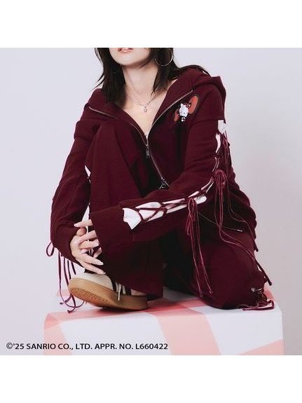 【スナイデル/SNIDEL】の【HELLO KITTY】レースアップパンツ インテリア・キッズ・メンズ・レディースファッション・服の通販 founy(ファニー) 　ファッション　Fashion　レディースファッション　Fashion for Women　パンツ　Pants & Trousers　インナー　Innerwear　ウェーブ　Wavy Pattern　ウォッシュ　Washed Finish　ヴィンテージ　Vintage Style　コラボ　Collaboration, Collab　今季　This Season, Current Season　スウェット / スエット　Sweatshirt, Sweatwear　ストレート　Straight, Straight Cut　スペシャル　Special, Limited Edition　スマート　Smart, Elegant　セットアップ　Set-Up, Coordinated Outfit　フロント　Front, Front Design　ベロア　Velour, Soft Velvet　ポケット　Pocket, Pocket Detail　無地　Plain, Solid Color　リボン　Ribbon, Bow　おすすめ　Recommended / Our Picks　BUR[048]|ID: prp329100004728378 ipo3291000000034161022