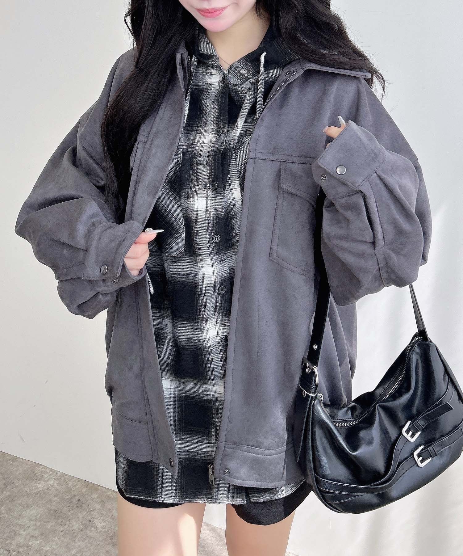 【イング/INGNI】のスエードBIGブルゾン インテリア・キッズ・メンズ・レディースファッション・服の通販 founy(ファニー) 　ファッション　Fashion　レディースファッション　Fashion for Women　アウター　Coat / Outerwear Collection　ブルゾンジャケット・スポーティアウター　Blouson Jackets　カーゴパンツ　Cargo Pants, Utility Pants　ジップ　Zip, Zipper　デニム　Denim, Jeans Material　トレンド　Trend, Trending Now　ブルゾン　Blouson, Bomber Jacket　ポケット　Pocket, Pocket Detail　ロング　Long, Long-Length　チャコールグレー|ID: prp329100004728388 ipo3291000000034161110