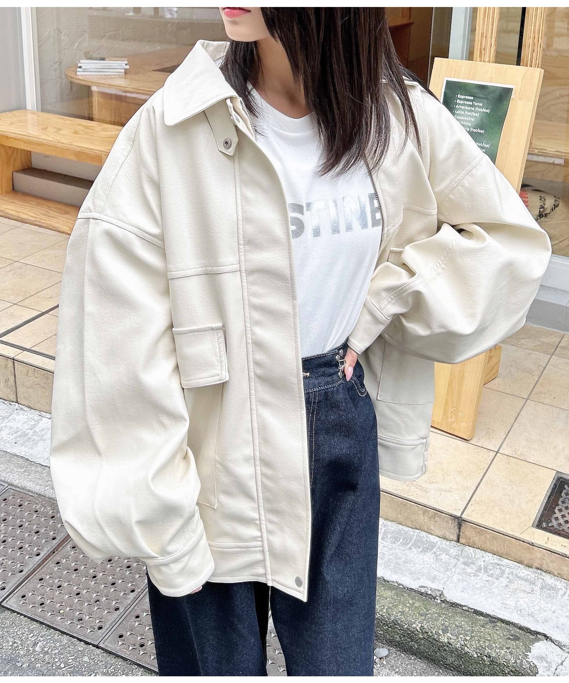 【イング/INGNI】の【WEB限定】フェイクレザーBIGブルゾン インテリア・キッズ・メンズ・レディースファッション・服の通販 founy(ファニー) ファッション Fashion レディースファッション Fashion for Women アウター Coat / Outerwear Collection ブルゾンジャケット・スポーティアウター Blouson Jackets スタンド Stand Collar, Upright Stand スマホ Smartphone, Mobile Device ビッグ Big, Oversized フェイクレザー Faux Leather, PU Leather ブルゾン Blouson, Bomber Jacket ポケット Pocket, Pocket Detail ラップ Wrap, Wrap Design アイボリー|ID: prp329100004728445 ipo3291000000034559918