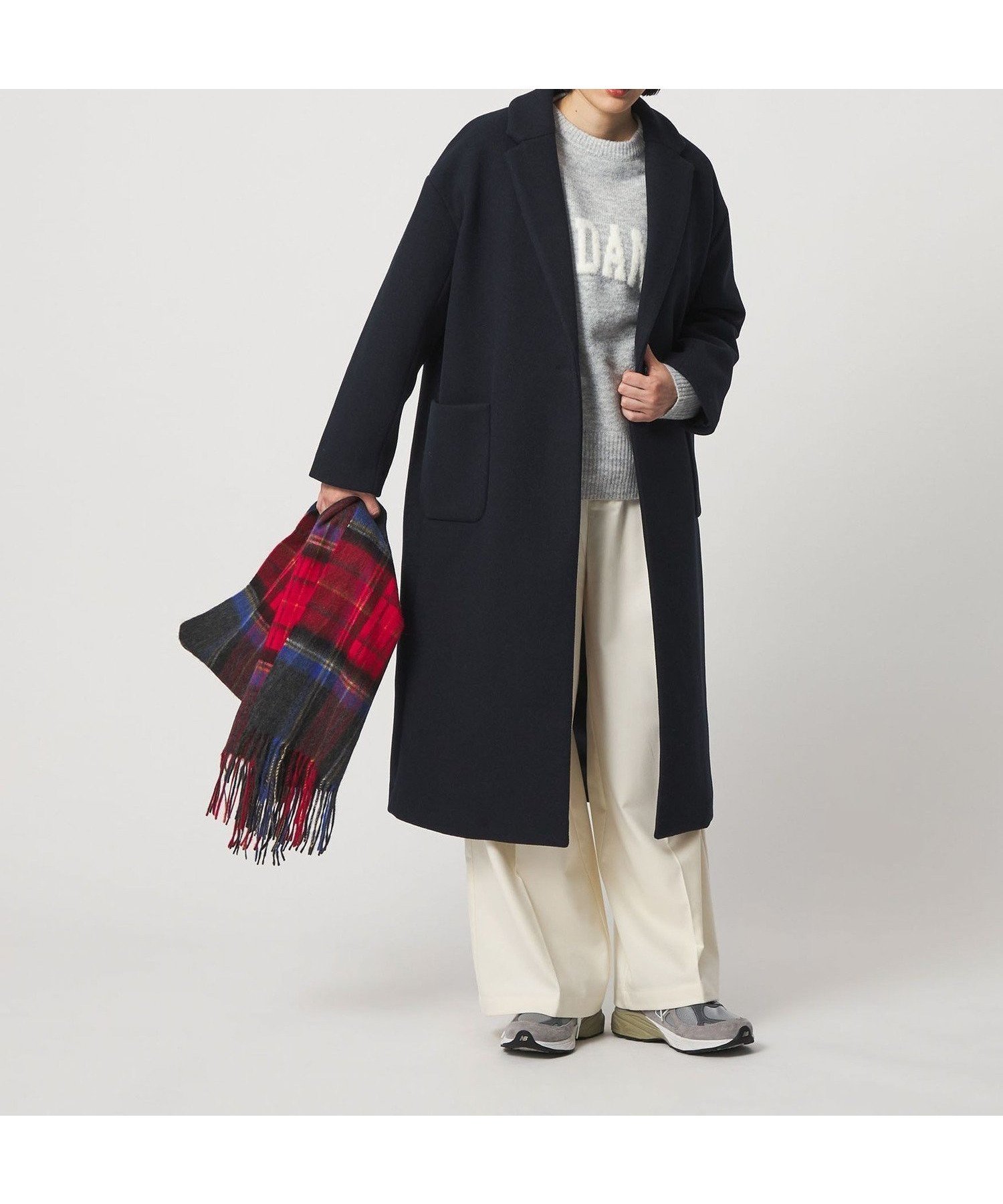 【ユナイテッドアローズ/UNITED ARROWS】のニットメルトン チェスターコート A DAY IN THE LIFE インテリア・キッズ・メンズ・レディースファッション・服の通販 founy(ファニー) 　ファッション　Fashion　レディースファッション　Fashion for Women　アウター　Coat / Outerwear Collection　コート・ロングコート・ピーコート　Long Coats, Peacoats & More　チェスターコート・ロング丈アウター　Chester Coats / Chesterfield Long Coats　シンプル　Simple, Minimal　チェスターコート　Chester Coat, Long Coat　チェック　Check, Plaid, Tartan　デニム　Denim, Jeans Material　トレンド　Trend, Trending Now　定番　Standard, Basic Item　バランス　Balance, Style Balance　プリント　Print, Printed Pattern　マフラー　Scarf, Muffler　メルトン　Melton, Heavy Wool　ロング　Long, Long-Length　アウトレット　Outlet / Clearance　おすすめ　Recommended / Our Picks　エレガント 上品　Elegant　ビジネス 仕事 通勤　Business / Work / Commuting　NAVY|ID: prp329100004728478 ipo3291000000034700970