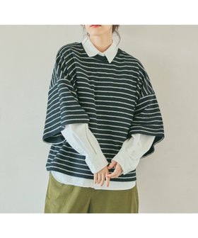 【スタディオ クリップ/studio CLIP】のボーダーパイルドルマンプルオーバー 人気、トレンドファッション・服の通販 founy(ファニー) ファッション Fashion レディースファッション Fashion for Women トップス・カットソー Cut & Sew Tops カジュアルプルオーバー・ニットトップス Pullovers & Knit Tops / Casual Pullovers おすすめ Recommended / Our Picks インナー Innerwear カットソー Cut and Sewn Top ボーダー Border, Stripe リラックス Relax, Relaxed Fit 秋 Autumn 長袖 Long Sleeve, Full Sleeve |ID:prp329100004728493
